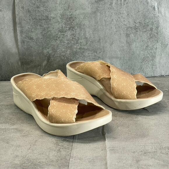 BZEES Women's Almond Sahara Washable Fabric Wedge Slide Sandals SZ 7 - Picture 4 of 7